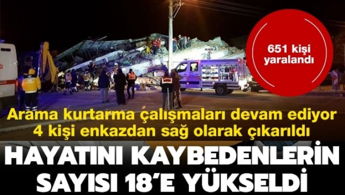 Elazığ ve Malatya'da hayatını kaybedenlerin sayısı 18'e yükseldi